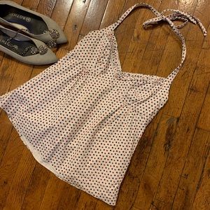 J.Crew Polka Dot Halter Top Ruffle Red White and Blue 100% Cotton